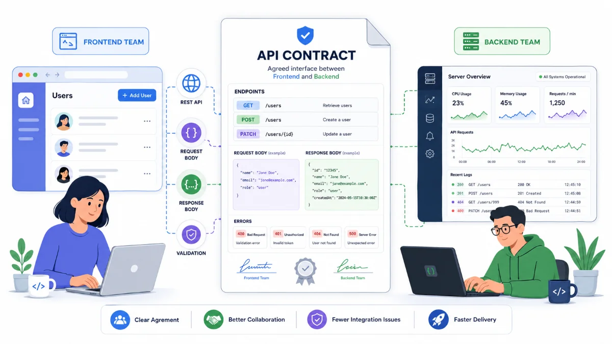 API design sebagai kontrak antara tim frontend dan backend