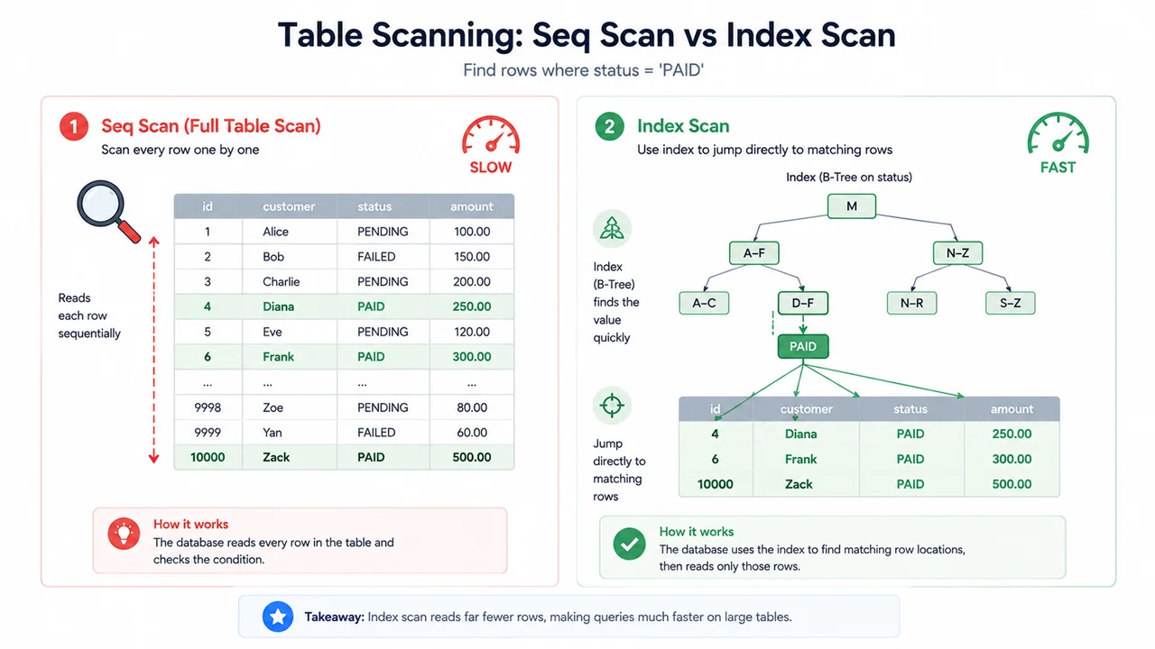 Perbandingan full table scan dan index scan pada database