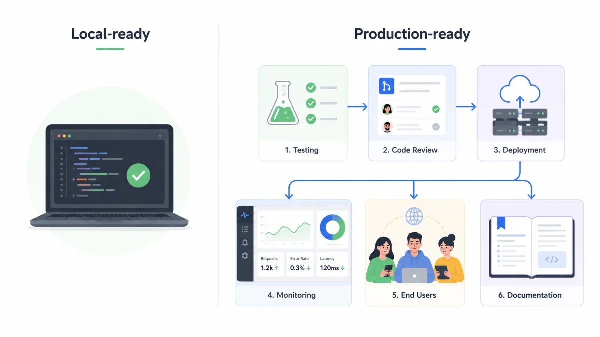 Perbandingan pola pikir local-ready dan production-ready