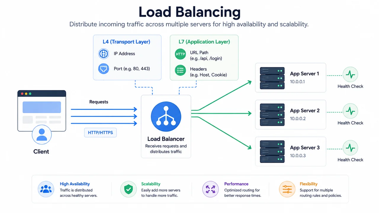 Load balancer membagi traffic pada layer 4 dan layer 7