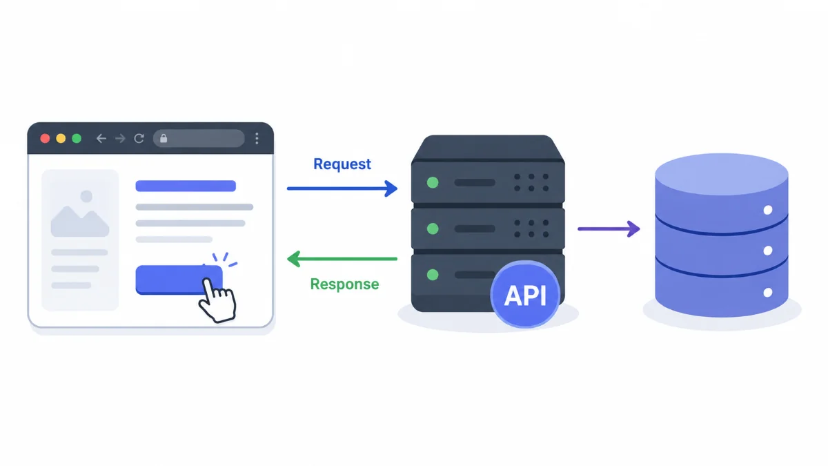 Arsitektur client-server dengan alur request dan response antara browser dan server